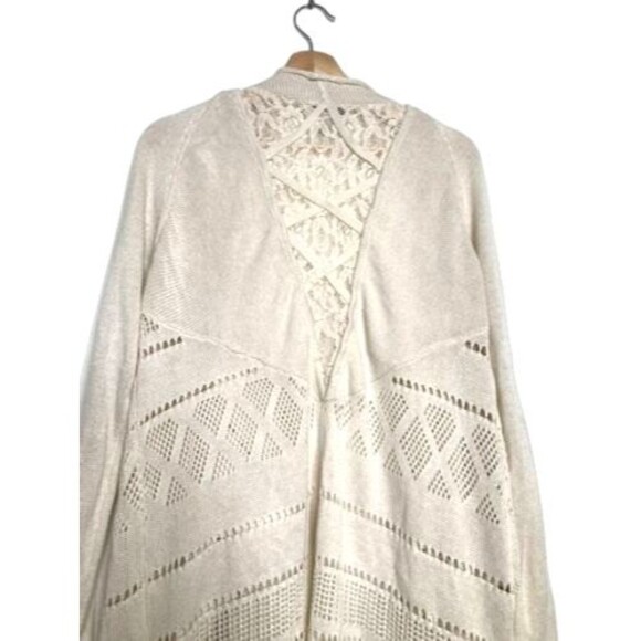 Knox Rose Cardigan Sweater Boho Women Sz XXL Ivory Open Front Sleeveless Crochet - Picture 4 of 10